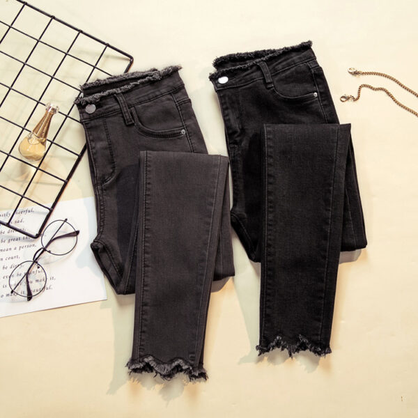 High Waist Elastic Trousers Jeans Women Ladies Pants - Image 6