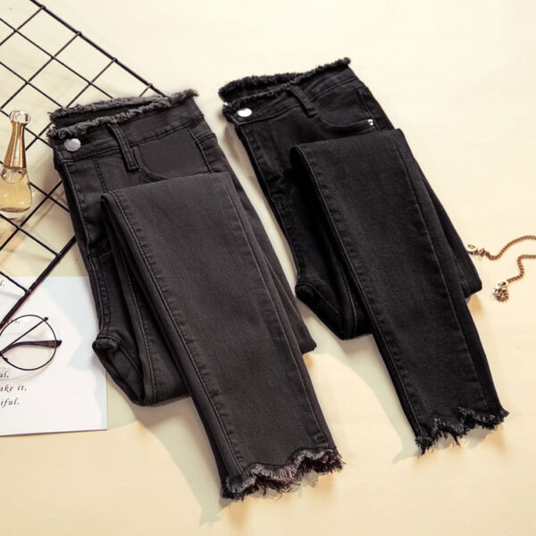 High Waist Elastic Trousers Jeans Women Ladies Pants - Image 5