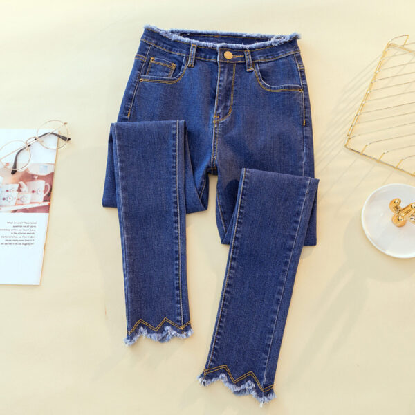 High Waist Elastic Trousers Jeans Women Ladies Pants - Image 7