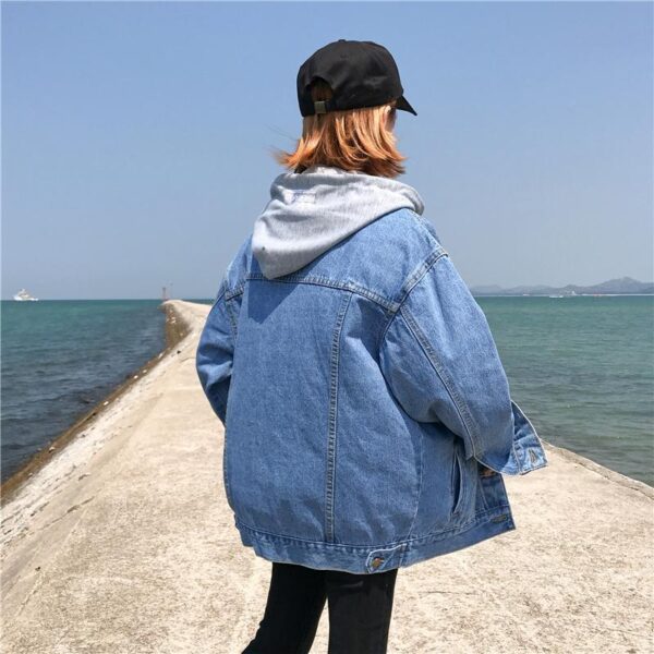 Denim Jacket Women Short Hooded Jacket Casual Top - Image 2