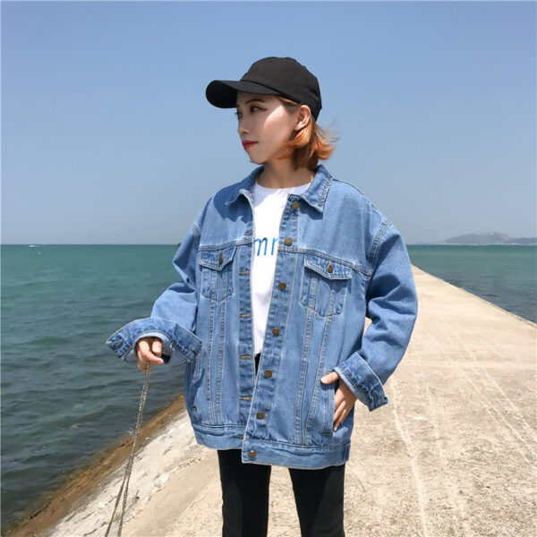 Denim Jacket Women Short Hooded Jacket Casual Top - Image 3