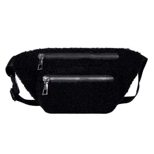 Winter Crossbody Bags for Women Plush Shoulder Bag Ladies Solid Color Faux Fur Chest Purse Women Waist Bag - Image 2