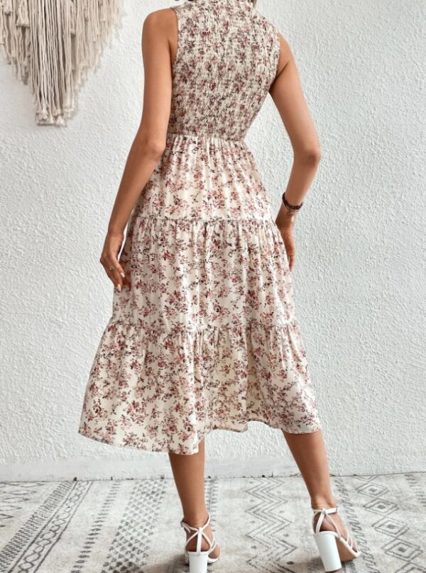 Floral Print Layered Hem Dress Maxi Vacation Beach Outfits Women - Image 4