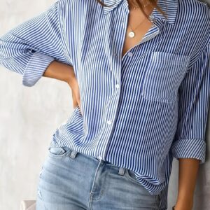 Classic Striped Casual, Business, Versatile Four Seasons Can Wear A Long-sleeved Shirt.
