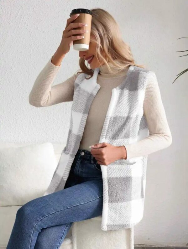 Loose Plaid Coat - Image 3