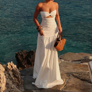 Beach Style Strapless Hollow Dress