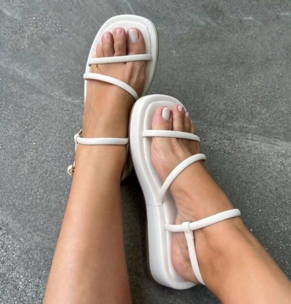 Strappy Sandals Square Toe Buckle Shoes Women Platform Beach Shoes - Image 2