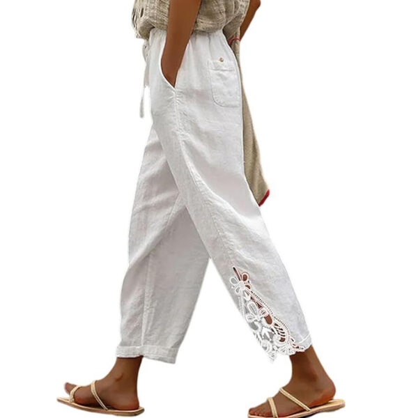 Women Casual Lightweight Drawstring Elastic Waist Pants With Pockets - Image 8