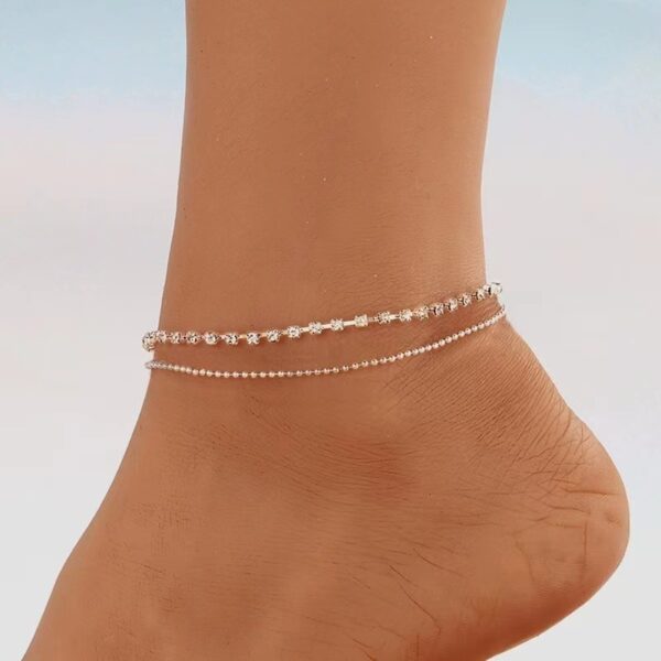 Simple Strass Cup Chain Handanklet Personality Multi-layer Bead Necklace - Image 4