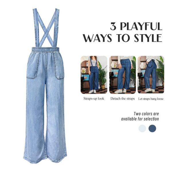 Women's High-Waist Jeans, Convertible Wide-Leg Full-Length Jeans With 3-in-1 Adjustable Hem, Tencel Lyocell For Summer. - Image 3