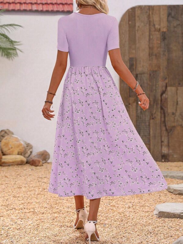 Clasi Floral Print Scoop Neck Dress Maxi Women Outfit - Image 4