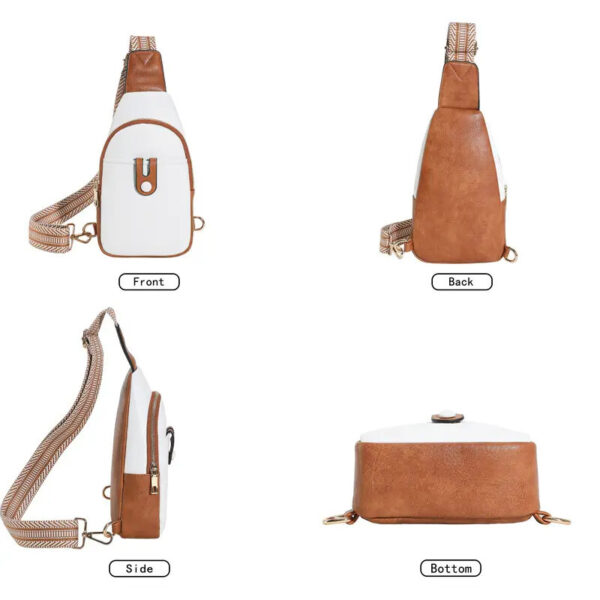Sling Bag For Women Crossbody Fanny Packs For Women Leather Sling Chest Bag With Adjustable Strap Beige Brown - Image 8