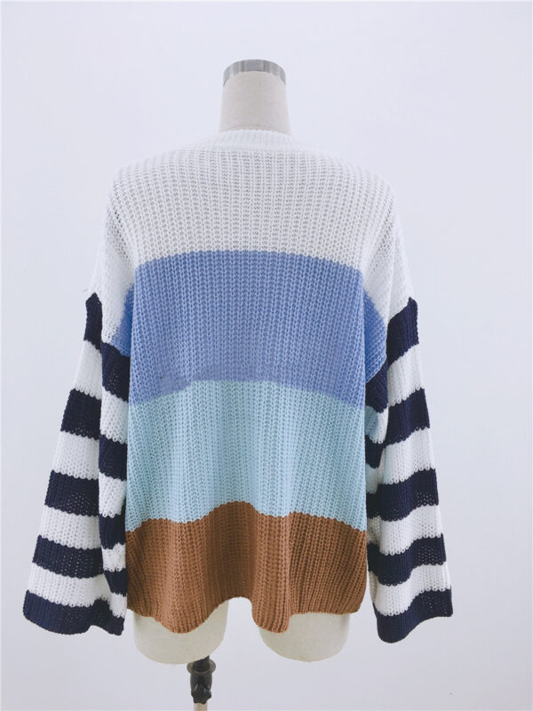 Women's Color Stitching Knit Pullover Loose Sweater - Image 8