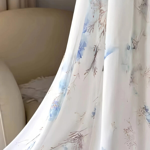 Women's Deep V-Neck Floral Print Boho Maxi Dress With Long Sleeves - A-Line Waist Ruffle Hem Dress For Spring&Summer Vacation - Image 2