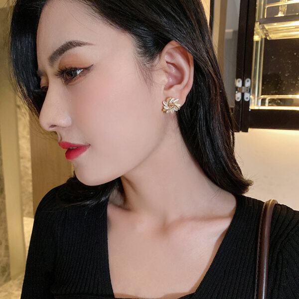 Cat's Eye Flower Earrings High Sense Opal Square Triangle Geometry Earrings - Image 2