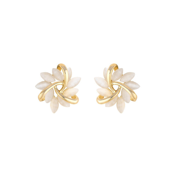 Cat's Eye Flower Earrings High Sense Opal Square Triangle Geometry Earrings - Image 7