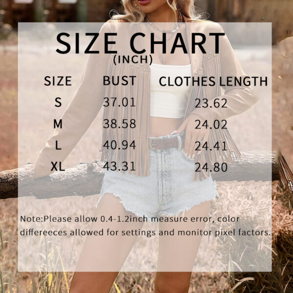 Women Western Cowgirl Fringe Jacket, Faux Suede Leather Jacket Tassel Crop Top Country Concert Outfits For Women - Image 3
