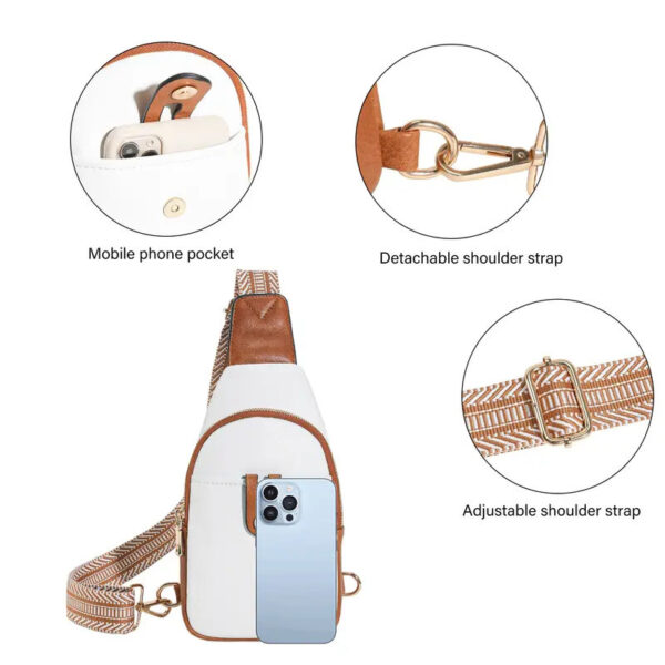Sling Bag For Women Crossbody Fanny Packs For Women Leather Sling Chest Bag With Adjustable Strap Beige Brown - Image 6