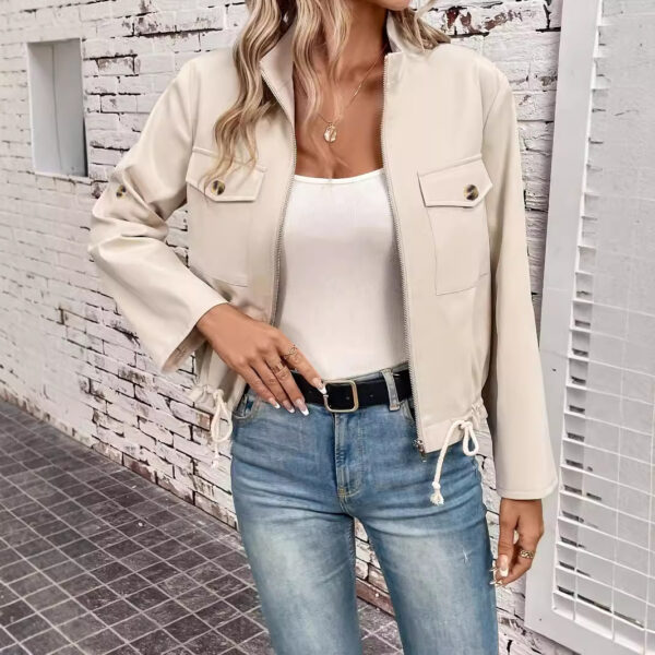Women's Solid Color Long Sleeves Coat - Image 4