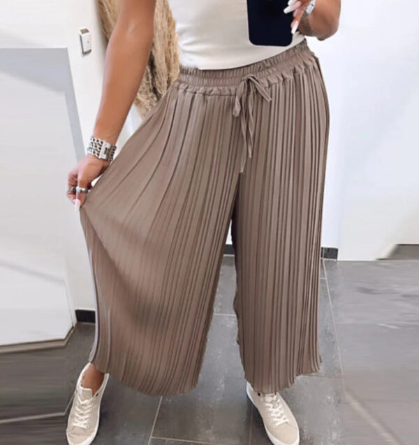 High Waist Casual Draping Pleated Straight-leg Pants - Image 3