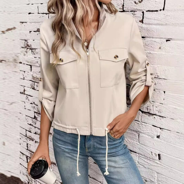 Women's Solid Color Long Sleeves Coat - Image 3