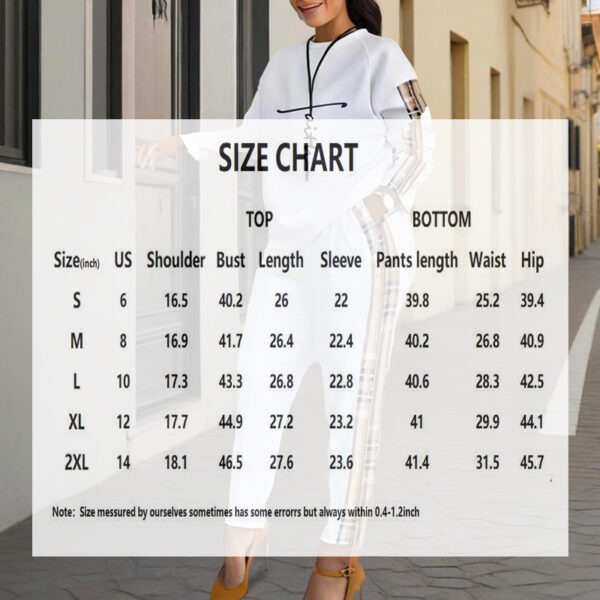 Women's Printed Casual Lounge Set - Long Sleeve Top & Pants With Side Pattern, Comfortable For Spring&Fall - Image 3