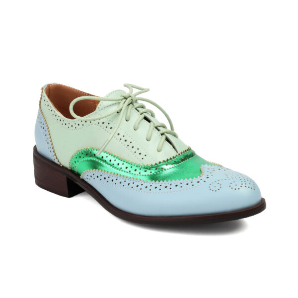 Retro British Contrasting Color Brogue High-cut Lace-up Shoes - Image 4