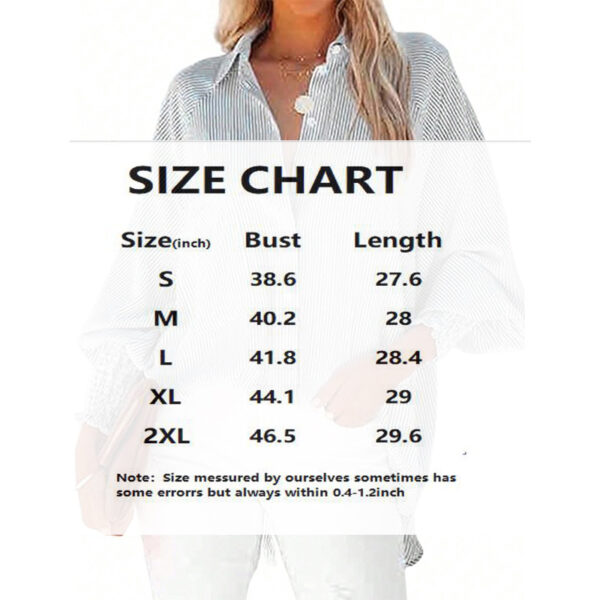 Women's Casual Striped Long Sleeve Shirt With Button-Down Collar & Knit Cuff Detail - Classic Spring&Fall Blouse - Image 5