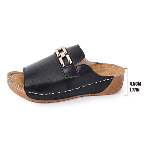 Plus Size Peep Toe Slippers With Metal Accessories - Image 8