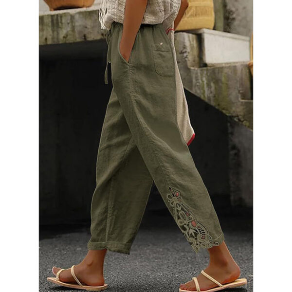 Women Casual Lightweight Drawstring Elastic Waist Pants With Pockets - Image 5