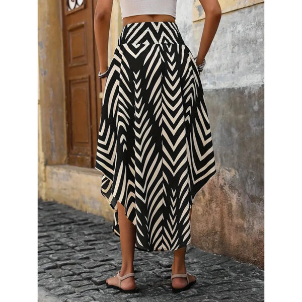 Women's High Elastic Waist Midi Skirt Casual Summer Trendy Tie Front Flowy Floral Print Beach Long Skirt - Image 10