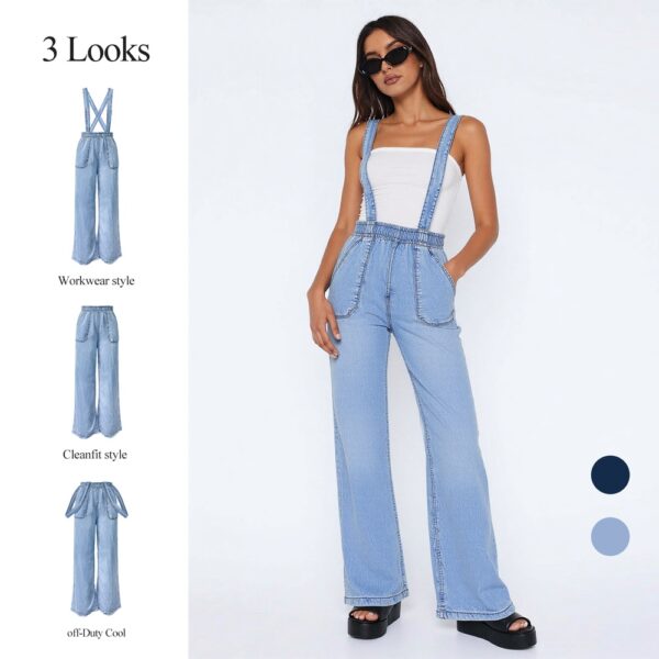 Women's High-Waist Jeans, Convertible Wide-Leg Full-Length Jeans With 3-in-1 Adjustable Hem, Tencel Lyocell For Summer. - Image 6
