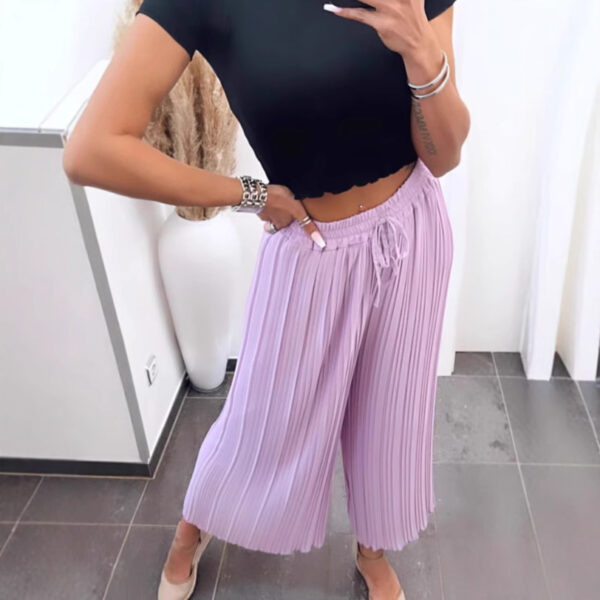 High Waist Casual Draping Pleated Straight-leg Pants - Image 2