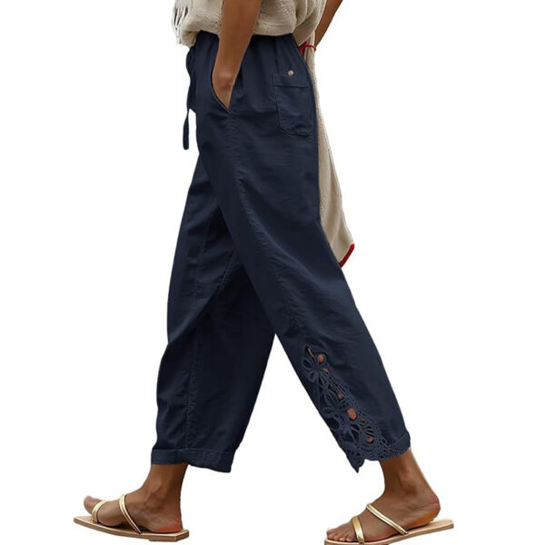Women Casual Lightweight Drawstring Elastic Waist Pants With Pockets - Image 9