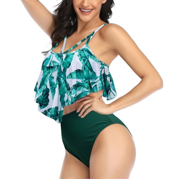 New Style Swimsuit Double Layer Lotus Leaf Tropical Rain Forest High Waist Split Swimsuit - Image 2