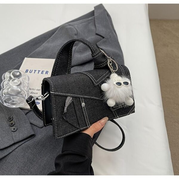Women's Quilted Denim Crossbody Evening Chain Shoulder Bag - Image 9