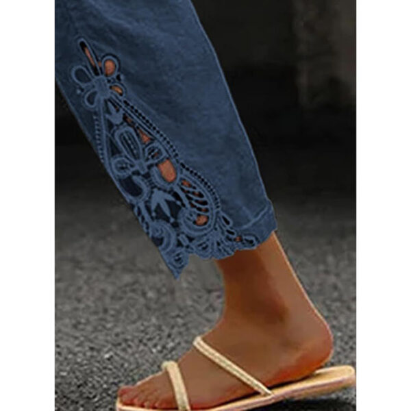 Women Casual Lightweight Drawstring Elastic Waist Pants With Pockets - Image 3