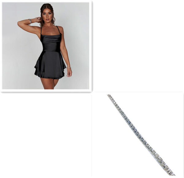 Sexy Suspender Skirt For Women Elegant Slim Strap Satin Backless Lace Up A-Line Short Dress Lady - Image 7