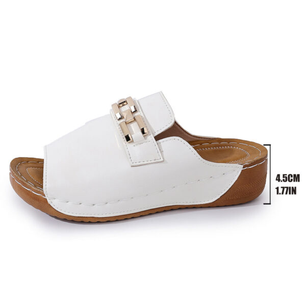 Plus Size Peep Toe Slippers With Metal Accessories - Image 7