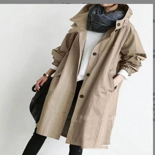 Women Windbreaker Jacket Casual Loose Button Pockets Hooded Quick Dry Windproof Waterproof Clothes For Outdoor Hiking Camping - Image 4