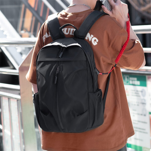 PU Backpack Fashion Large Capacity Men's Casual Backpack Commuter Trend Backpack Student School Bag - Image 3
