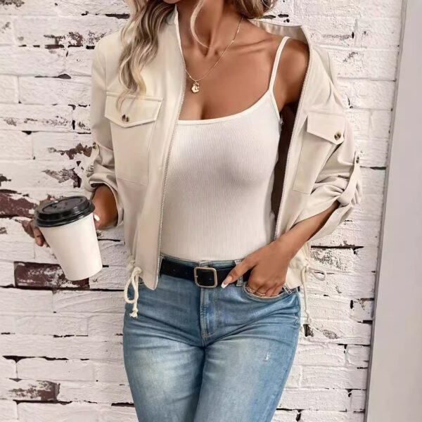 Women's Solid Color Long Sleeves Coat - Image 5