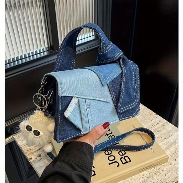 Women's Quilted Denim Crossbody Evening Chain Shoulder Bag - Image 2
