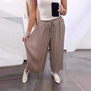 High Waist Casual Draping Pleated Straight-leg Pants