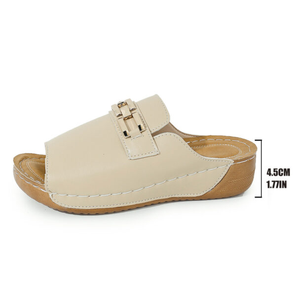 Plus Size Peep Toe Slippers With Metal Accessories - Image 5