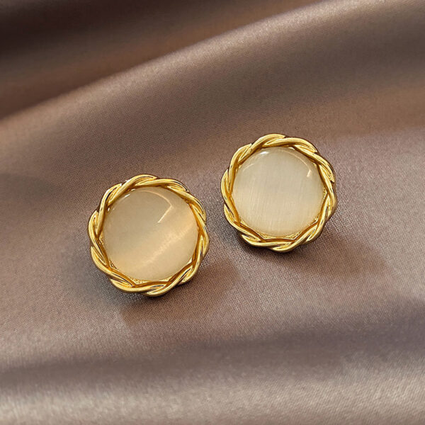 Cat's Eye Flower Earrings High Sense Opal Square Triangle Geometry Earrings - Image 8