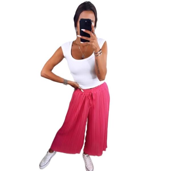 High Waist Casual Draping Pleated Straight-leg Pants - Image 5