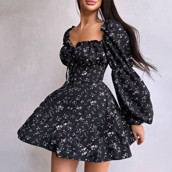Women's Autumn Fashion Floral Long Sleeve Dress - Image 6
