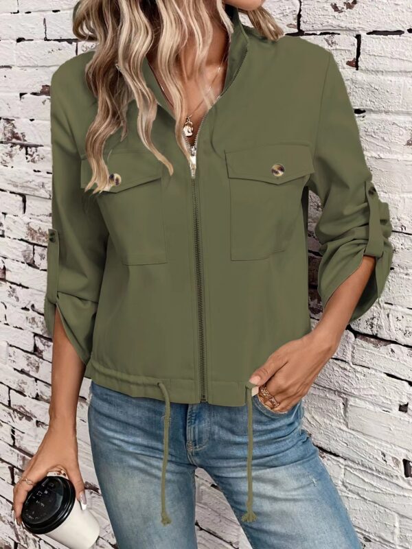 Women's Solid Color Long Sleeves Coat - Image 7