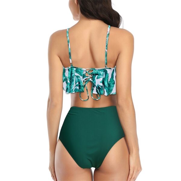 New Style Swimsuit Double Layer Lotus Leaf Tropical Rain Forest High Waist Split Swimsuit - Image 6
